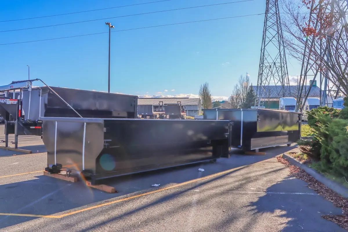 Roll-off dumpster ready for waste disposal at job site for Roofing Dumpster Rental in Stamford